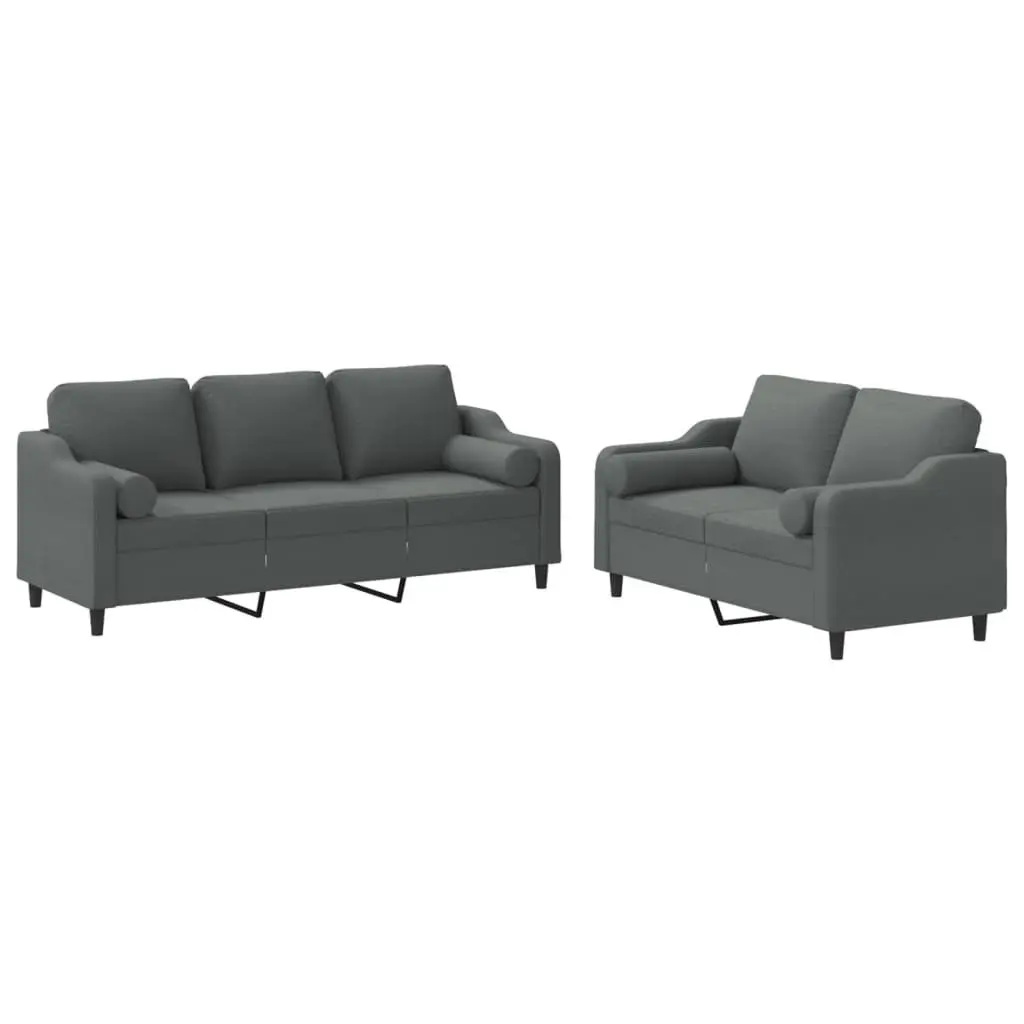 Sofa Set for Lounge Grey Fabric 2 Piece