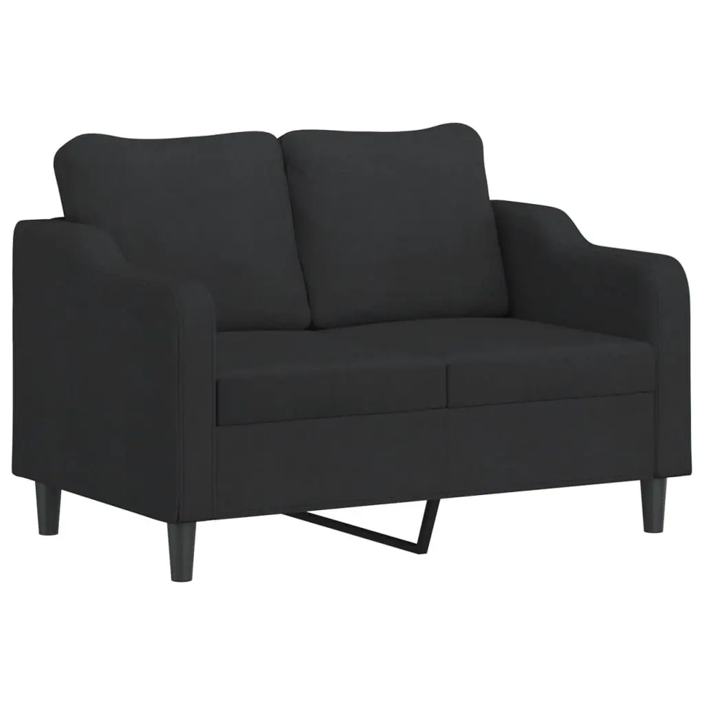 2 Piece Black Fabric Sofa Set with Pillows