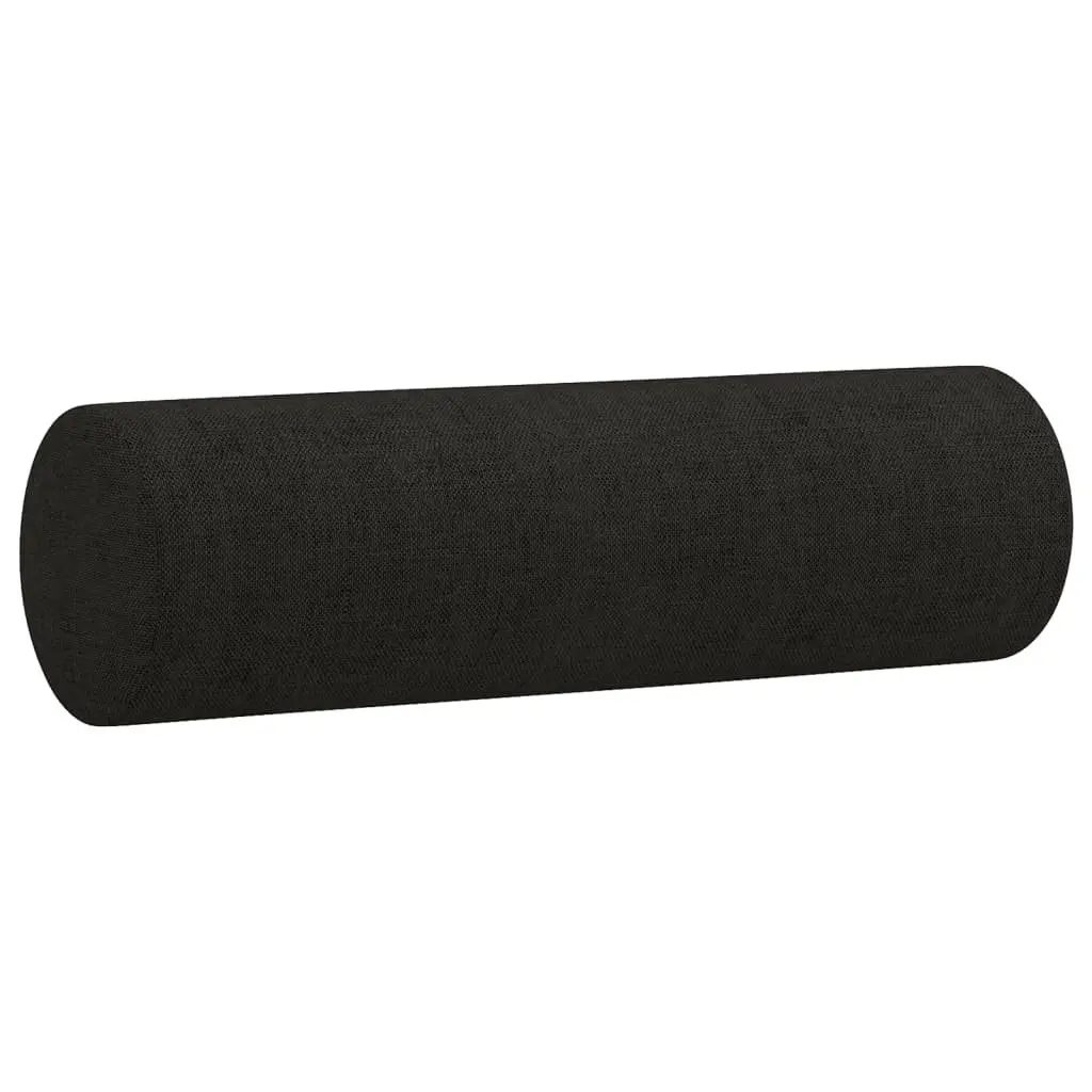 2 Piece Black Fabric Sofa Set with Pillows