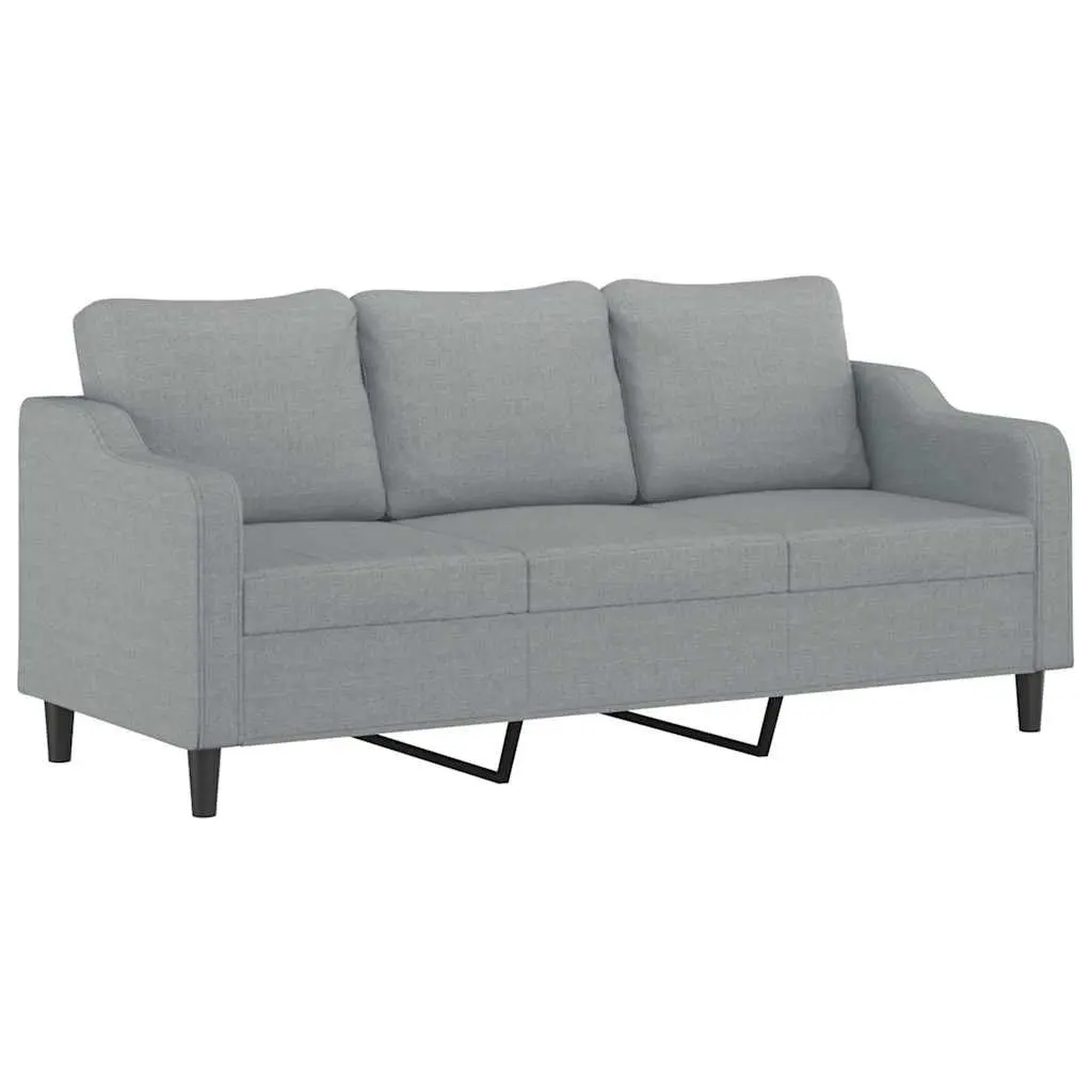 3-Piece Grey Sofa Set with Footstool