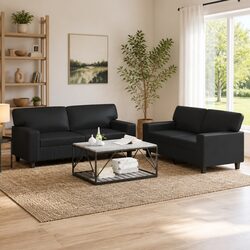 Specification-Driven Black Sofa Set: 2-Piece Design