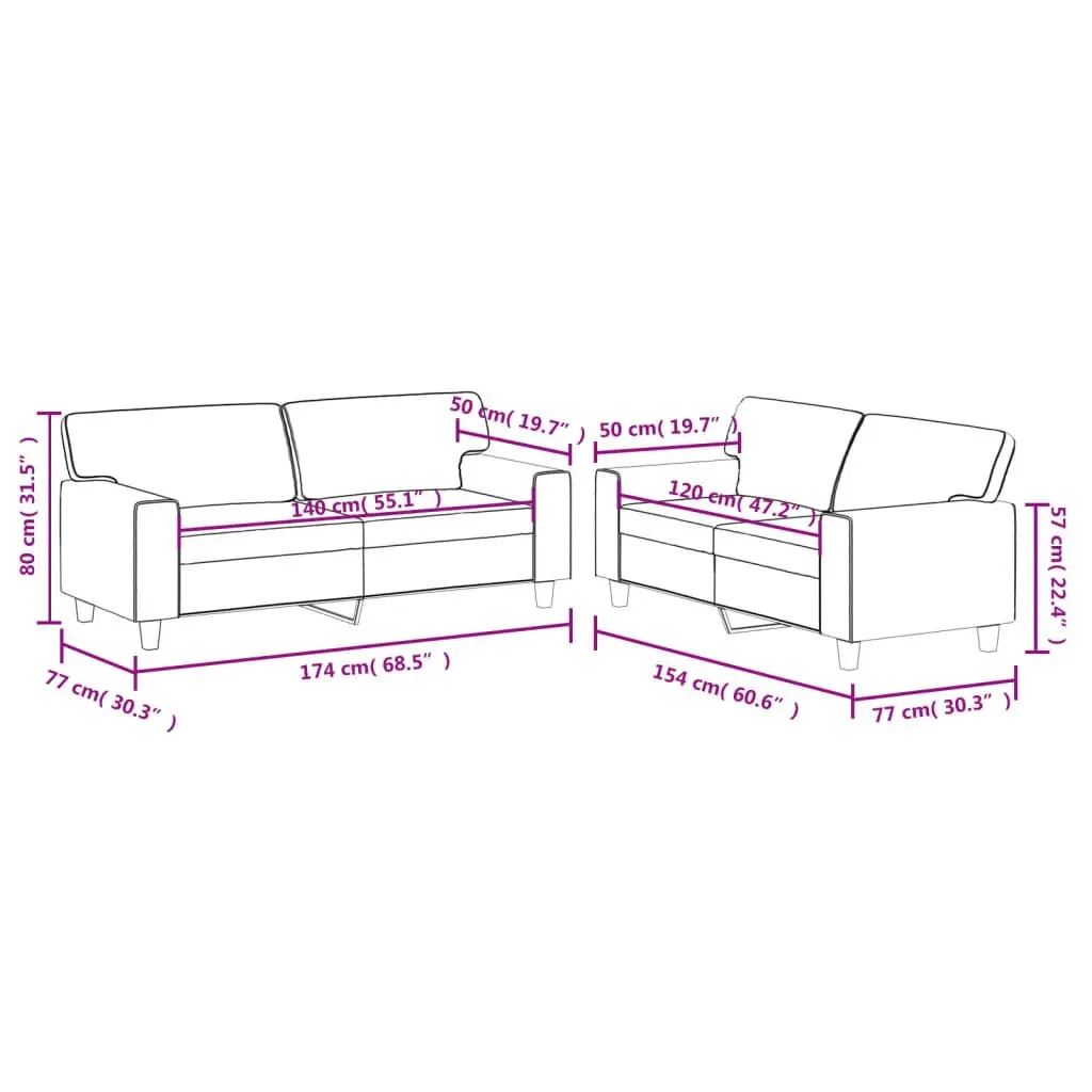 2 Piece Black Sofa Set Living Room Furniture Sectional Couch Lounge Seating