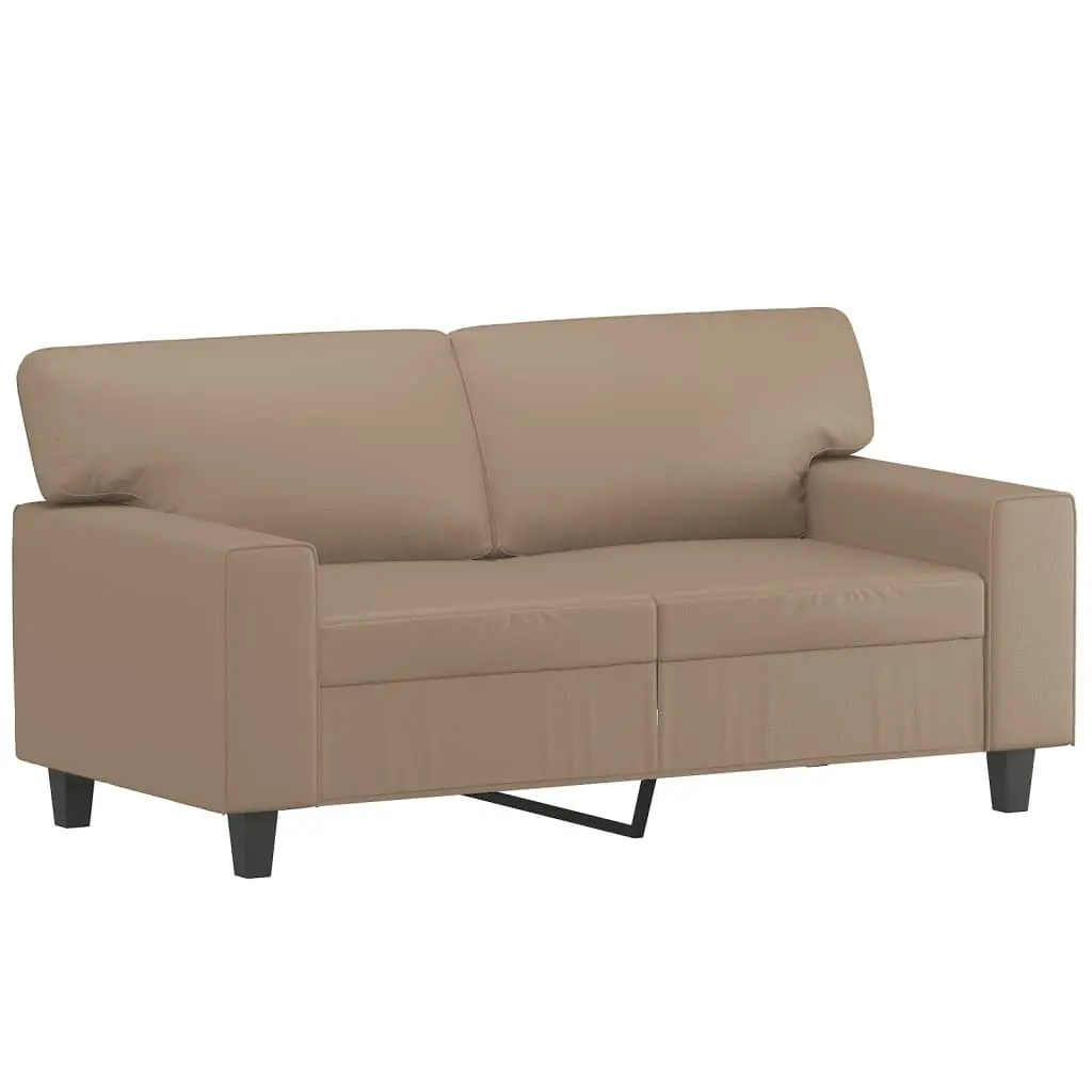 2-Piece Brown Sofa Set with Faux Leather Upholstery