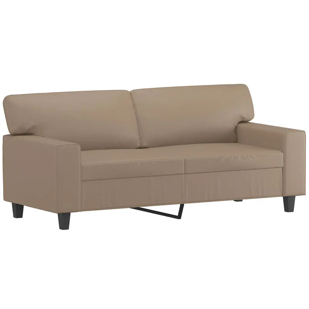 2-Piece Brown Sofa Set with Faux Leather Upholstery
