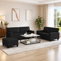 3 Piece Black Sofa Set Specifications and Features