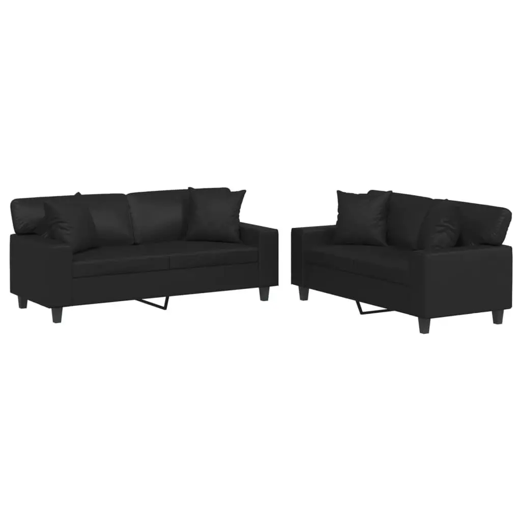 2 Piece Black Sofa Set