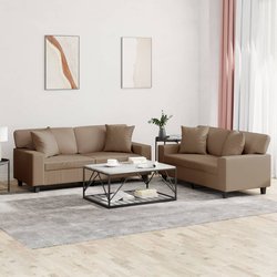 Brown Faux Leather 2 Piece Sofa Set
