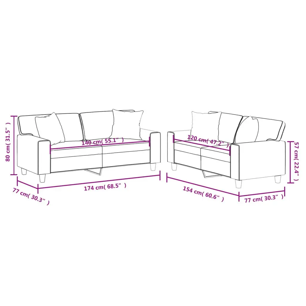 Brown Faux Leather 2 Piece Sofa Set