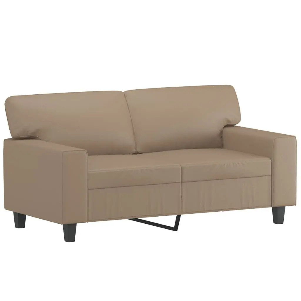 3 Piece Sofa Set for Living Room Brown Faux Leather Upholstery with Pillows and Footstool