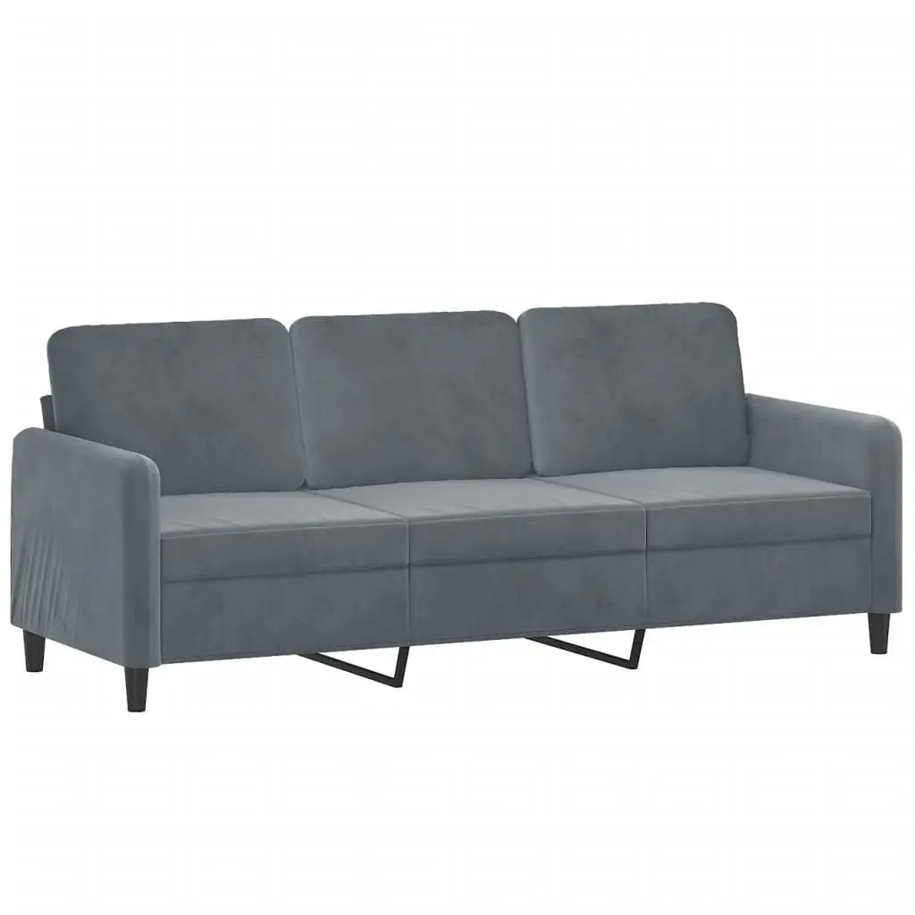 3 Piece Sofa Set Grey Velvet Living Room