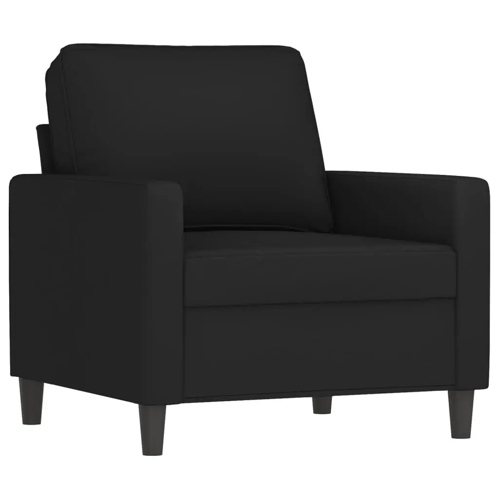 4 Piece Sofa Set Black Velvet Living Room Furniture Couch with Footstool