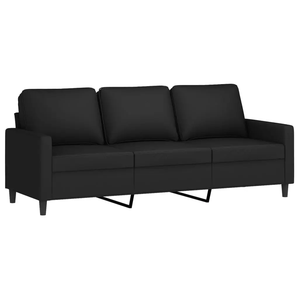 4 Piece Sofa Set Black Velvet with Pillows Footstool Living Room Furniture