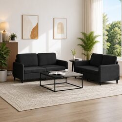 Specifications for Black Velvet Sofa Set: 2 Pieces