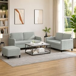 3-Piece Grey Velvet Lounge Suite Specifications