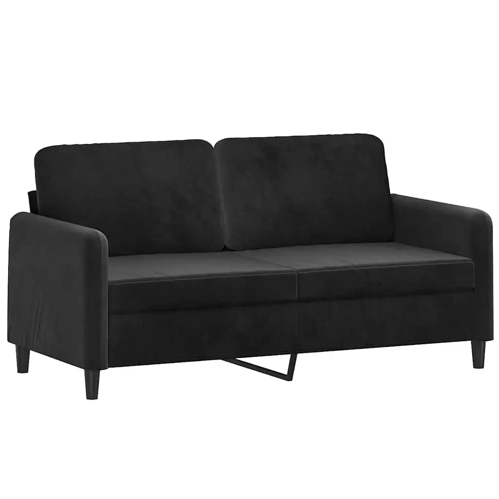 3 Piece Sofa Set Black Velvet Living Room Furniture