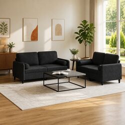 Specifications of the 2-Piece Black Velvet Sofa Set