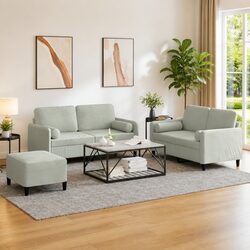 3 Piece Grey Velvet Sofa Set Specifications and Details