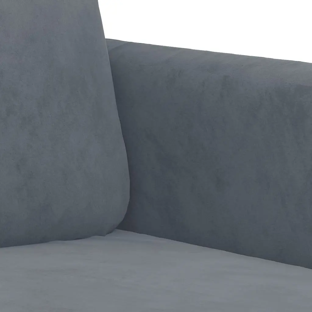 3 Piece Sofa Set Living Room Grey Velvet
