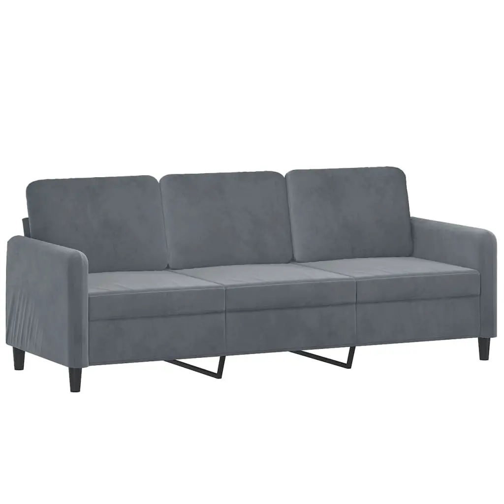 2 Piece Sofa Set Grey Velvet Living Room Furniture Comfortable Seating Suite