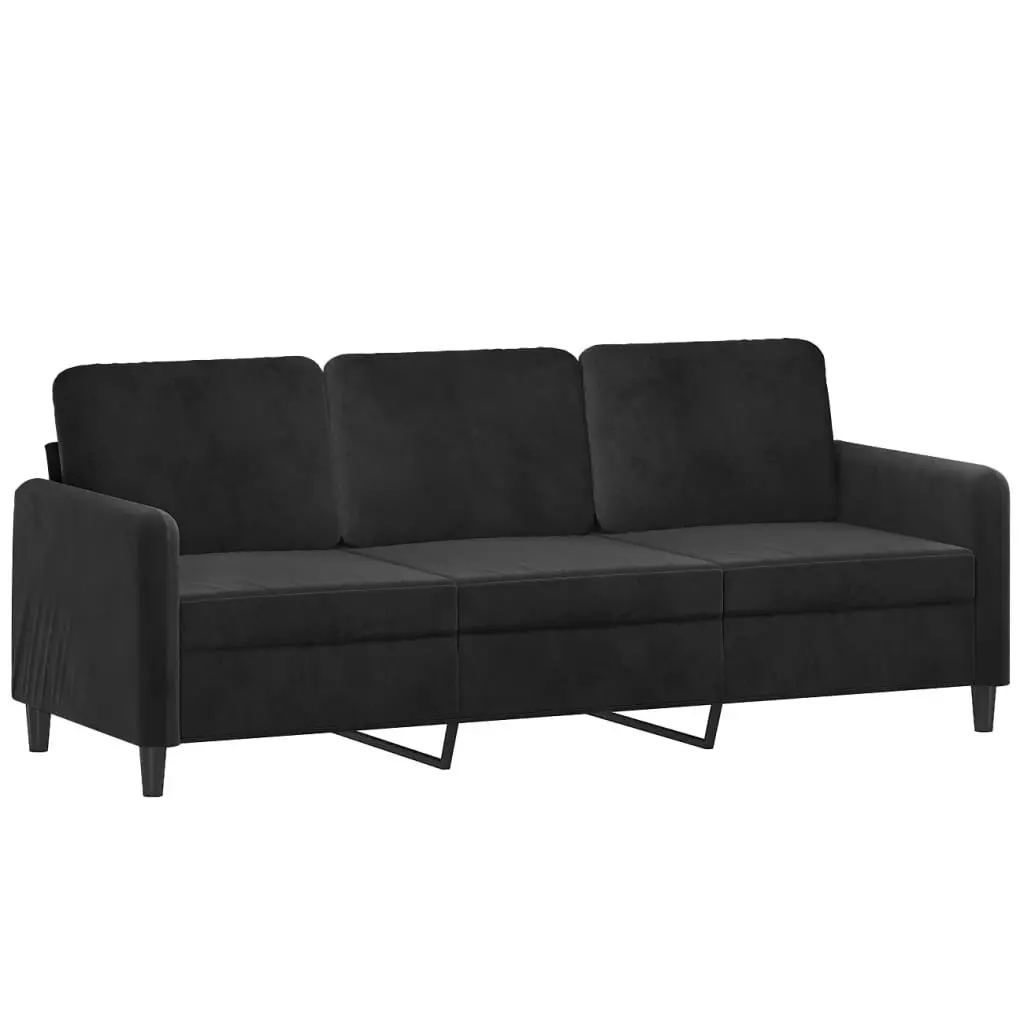 Black Velvet 2 Piece Sofa Set with Sturdy Construction