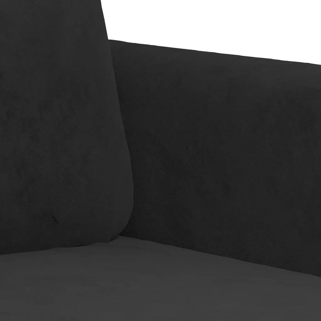 Black Velvet 2 Piece Sofa Set with Sturdy Construction