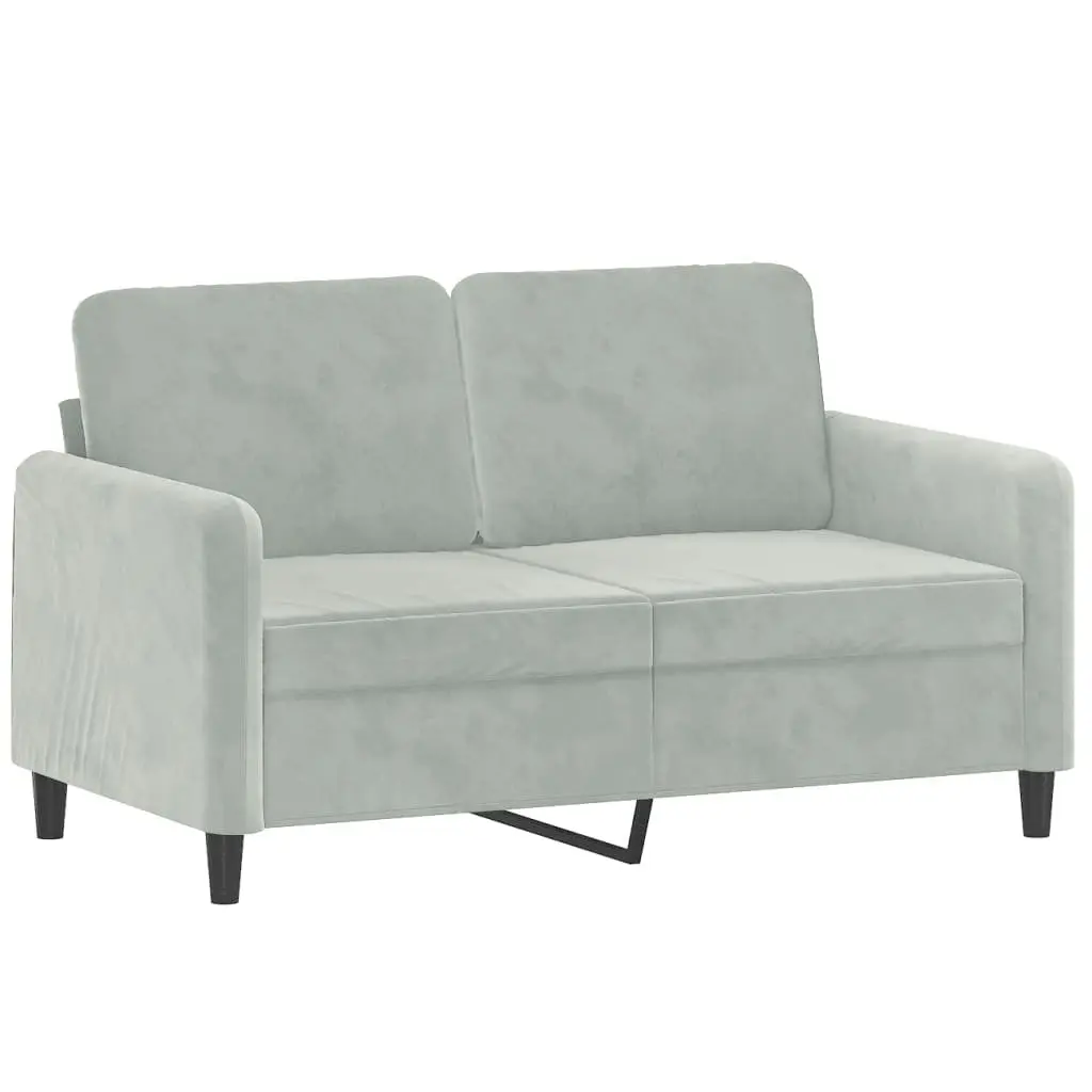 3 Piece Grey Velvet Sofa Set with Footstool