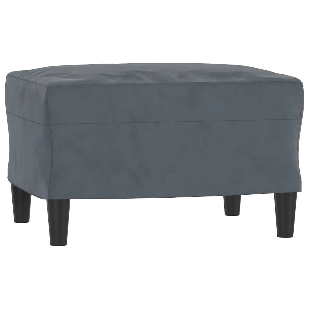 3 Piece Sofa Set Living Room Grey Velvet Couch with Pillows Footstool