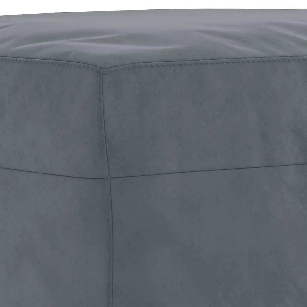 3 Piece Sofa Set Living Room Grey Velvet Couch with Pillows Footstool