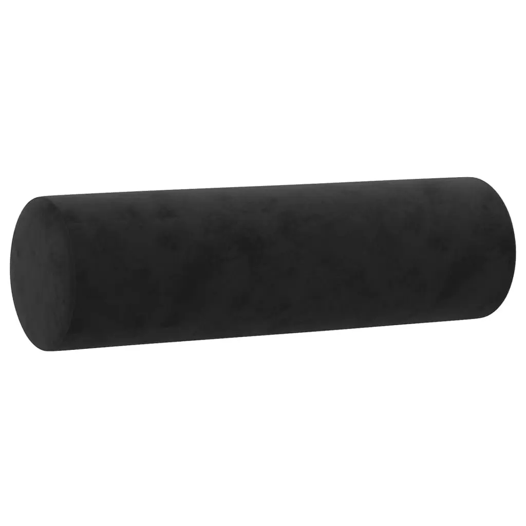 3 Piece Sofa Set Black Velvet Living Room Furniture with Pillows Footstool