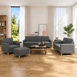 4 Piece Grey Fabric Sofa Set Specifications and Details