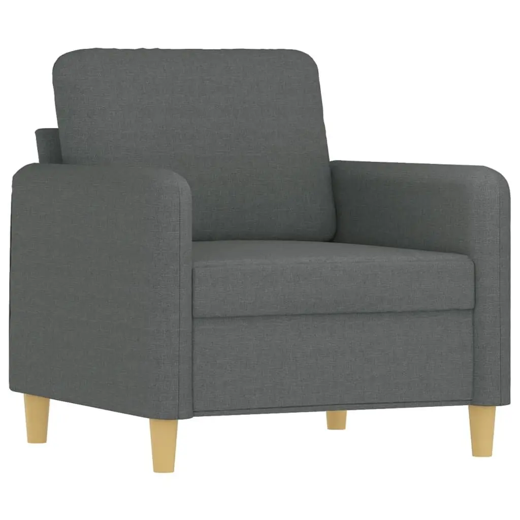 4 Piece Sofa Set Grey Fabric Lounge Suite with Cushions Footstool Living Room