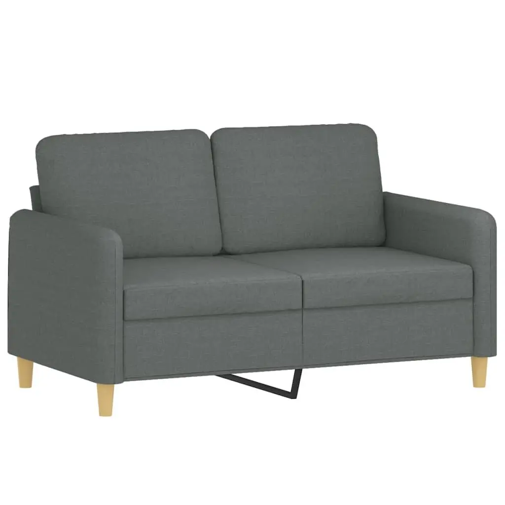 4 Piece Sofa Set Grey Fabric Lounge Suite with Cushions Footstool Living Room