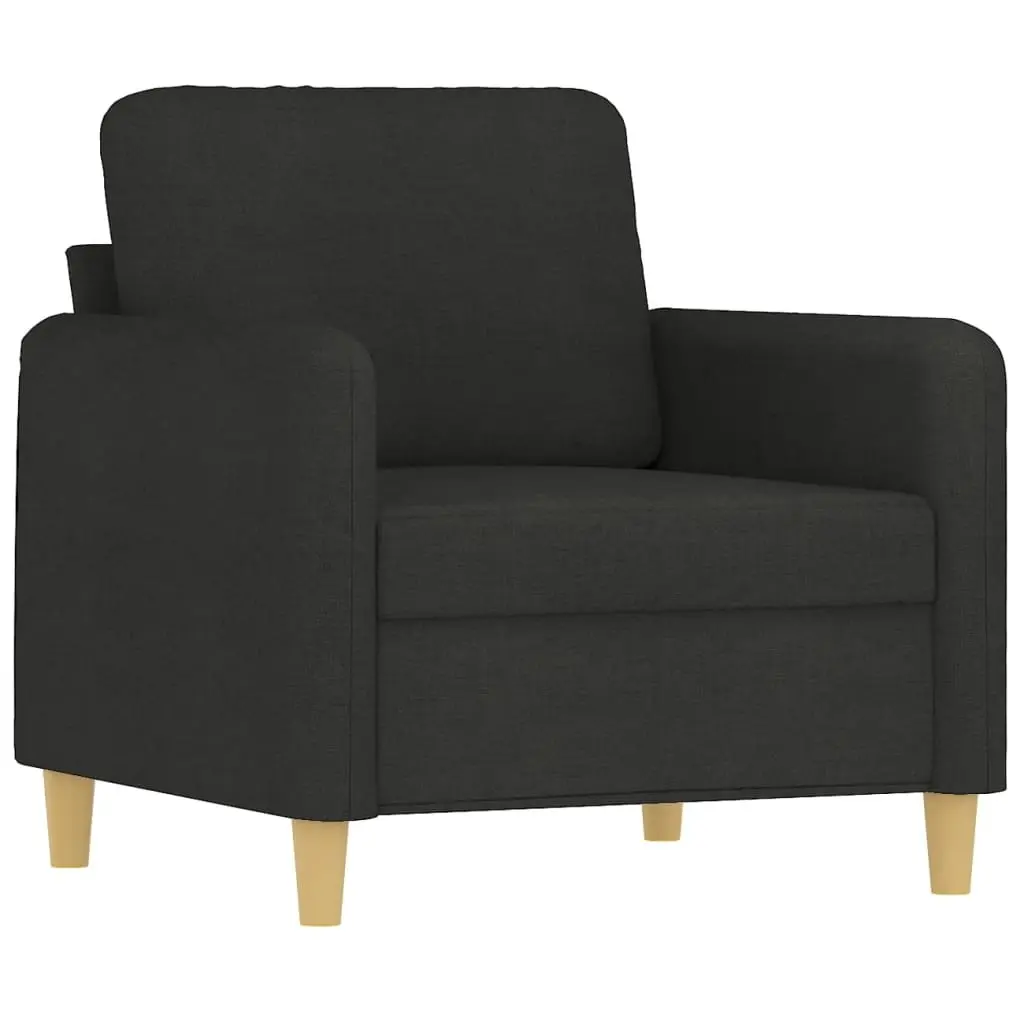 3 Piece Sofa Set Living Room Black Fabric