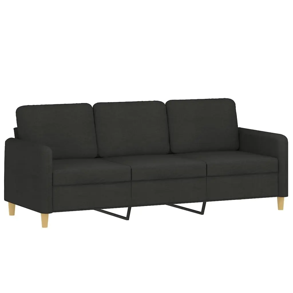 3 Piece Sofa Set Living Room Black Fabric