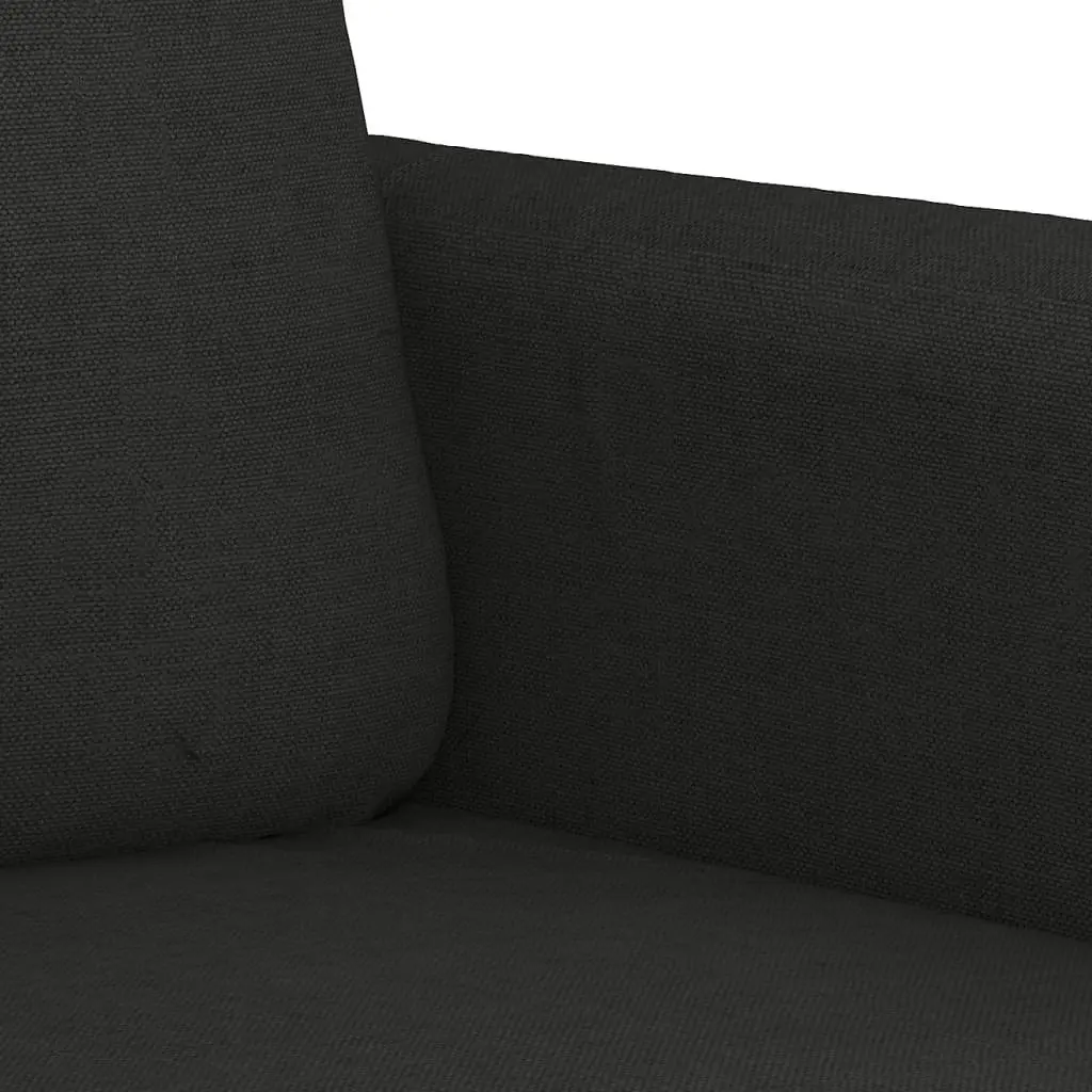 3 Piece Sofa Set Living Room Black Fabric