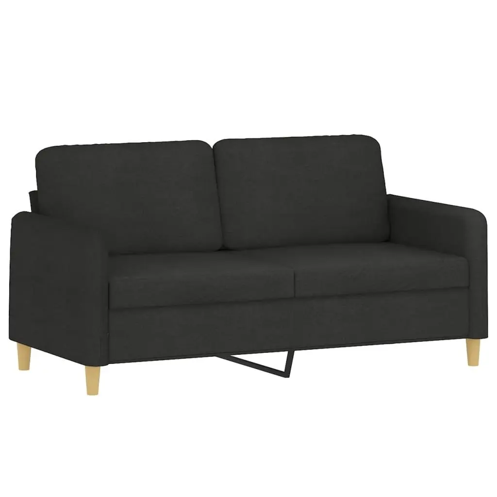 2 Piece Black Fabric Sofa Set