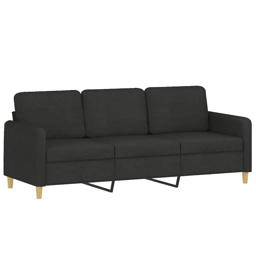 Black Fabric 2 Piece Sofa Set