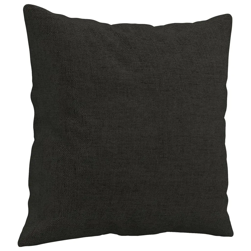 3 Piece Sofa Set Black Fabric Couch with Throw Pillows Footstool Living Room
