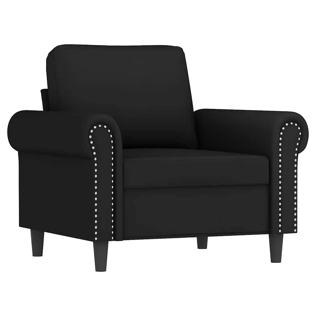 3 Piece Sofa Set Living Room Black Velvet