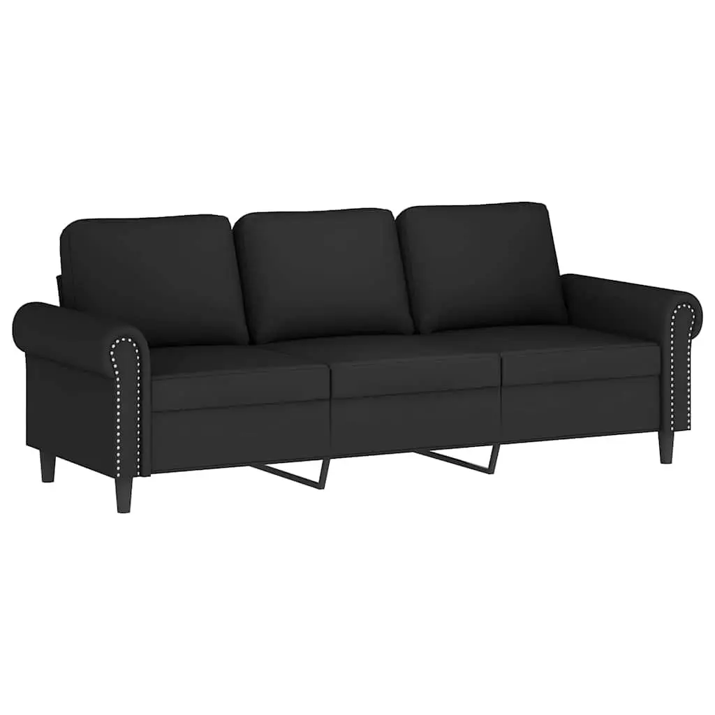 3 Piece Sofa Set Living Room Black Velvet