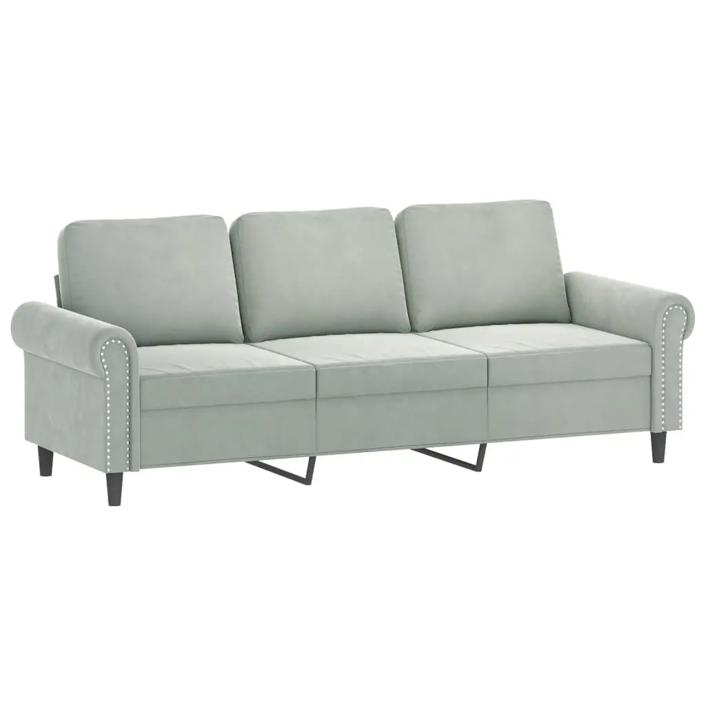 4 Piece Sofa Set Grey Velvet Living Room Furniture