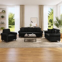 Specifications of 3 Piece Black Velvet Sofa Set