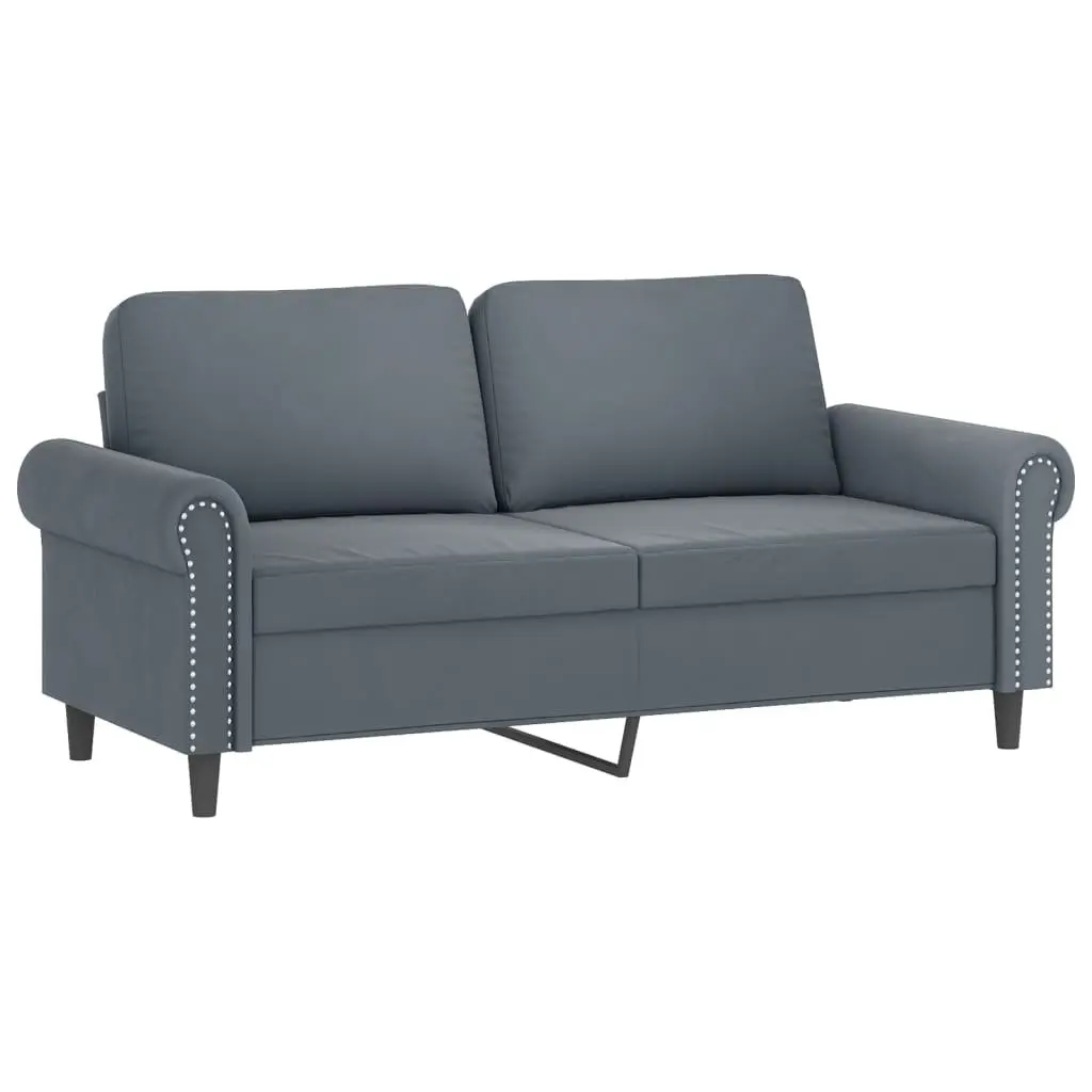 3 Piece Sofa Set Grey Velvet Living Room Suite
