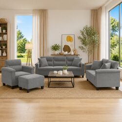 Specifications of 4 Piece Grey Microfibre Sofa Set