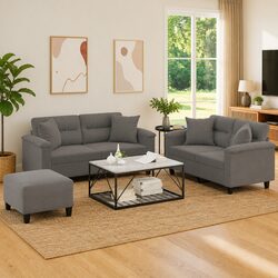 Specifications of Grey Microfibre 3 Piece Sofa Set