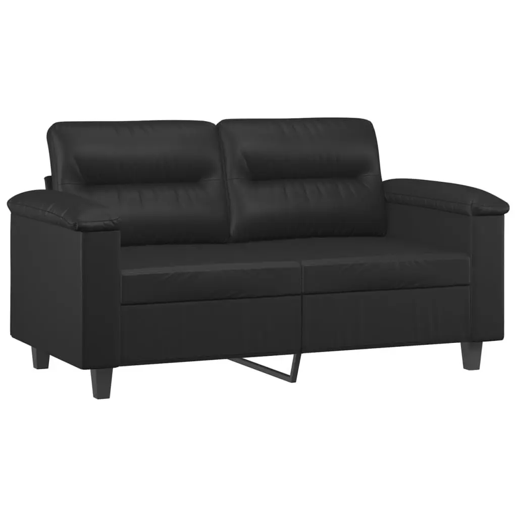 2 Piece Sofa Set Living Room Black Faux Leather