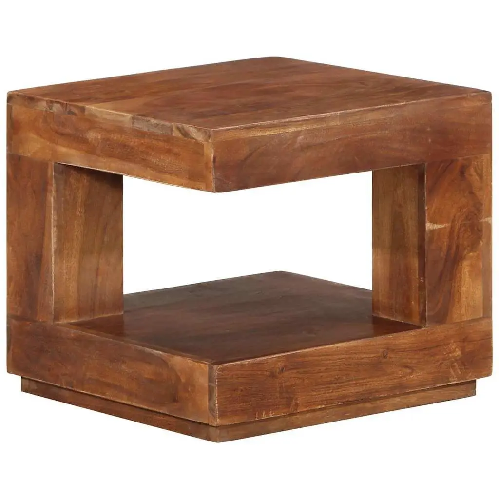Coffee Table 45x45x40 cm Solid Acacia Wood with Storage Shelf Brown Accent