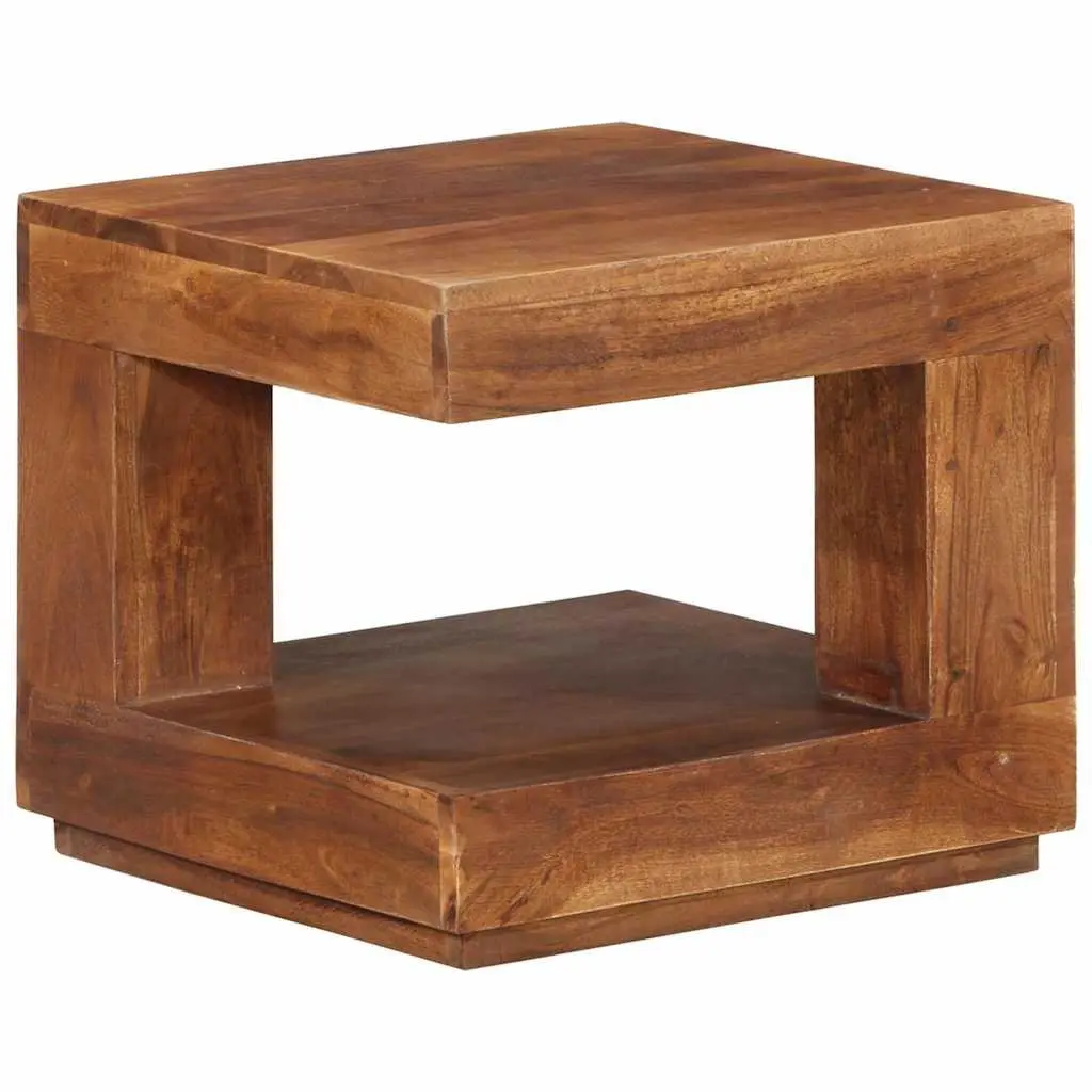 Coffee Table 45x45x40 cm Solid Acacia Wood with Storage Shelf Brown Accent