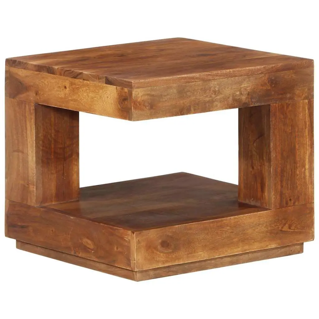 Coffee Table 45x45x40 cm Solid Acacia Wood with Storage Shelf Brown Accent