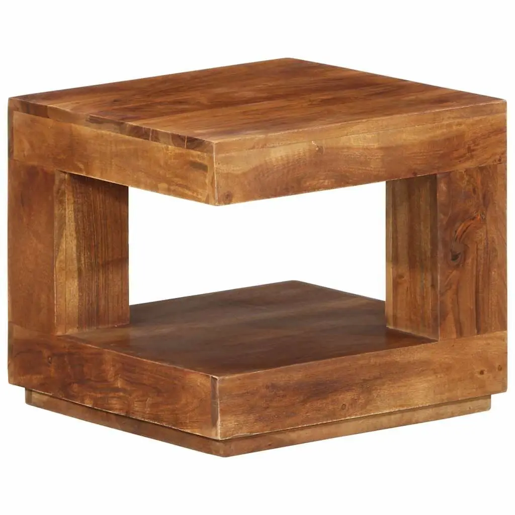 Coffee Table 45x45x40 cm Solid Acacia Wood with Storage Shelf Brown Accent